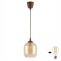 Brilagi - LED пендел на кабел RETRO GLASS 1xE27/60W/230V Ø 14 см кафяв/димчато кафяв