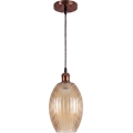 Brilagi - LED пендел на кабел RETRO GLASS 1xE27/60W/230V Ø 17 cm мед/опушено бежово