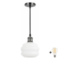BRILAGI - LED пендел на кабел RETRO GLASS 1xE27/60W/230V Ø 20 см черен/бял