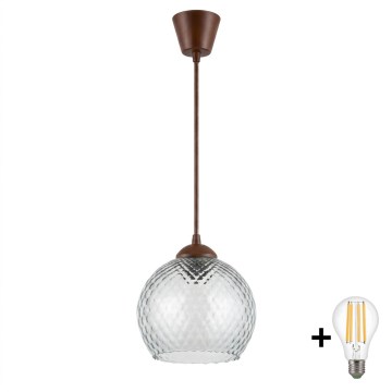 Brilagi - LED пендел на кабел RETRO GLASS 1xE27/60W/230V Ø 25 см кафяв/димчато сиво