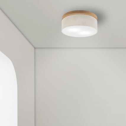 Brilagi - LED Плафон BELLADONNA 2xE27/15W/230V Ø 40 см кремав/дъб