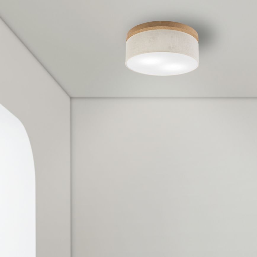 Brilagi - LED Плафон BELLADONNA 2xE27/15W/230V Ø 40 см кремав/дъб