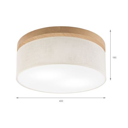 Brilagi - LED Плафон BELLADONNA 2xE27/15W/230V Ø 40 см кремав/дъб