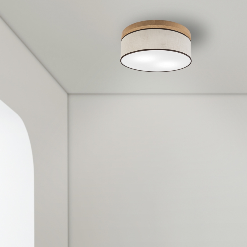 Brilagi - LED Плафон BELLADONNA 2xE27/15W/230V Ø 40 см кремав/дъб