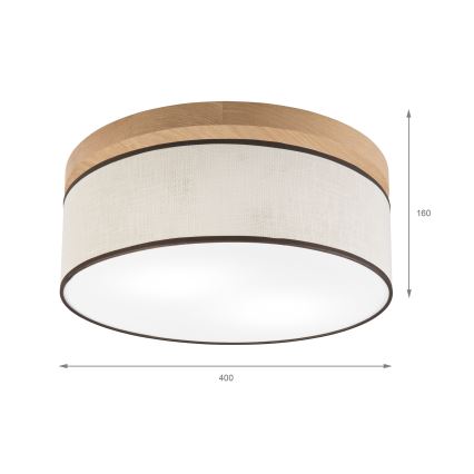 Brilagi - LED Плафон BELLADONNA 2xE27/15W/230V Ø 40 см кремав/дъб