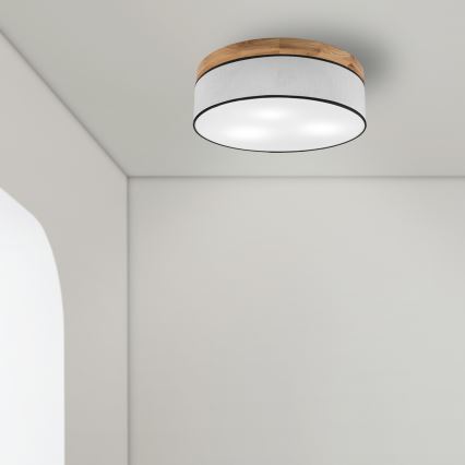 Brilagi - LED Плафон BELLADONNA 3xE27/15W/230V Ø 50 см бял/дъб