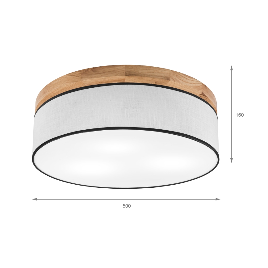 Brilagi - LED Плафон BELLADONNA 3xE27/15W/230V Ø 50 см бял/дъб