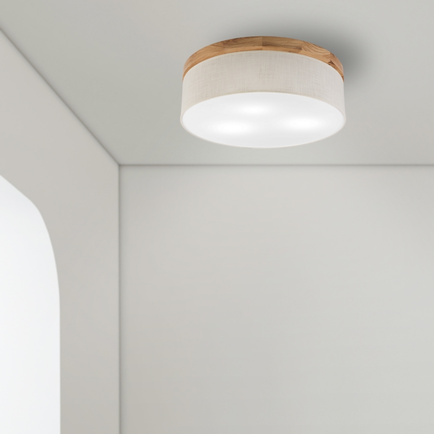 Brilagi - LED Плафон BELLADONNA 3xE27/15W/230V Ø 50 см кремав/дъб