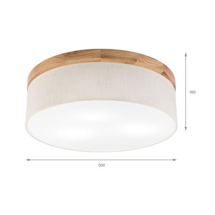 Brilagi - LED Плафон BELLADONNA 3xE27/15W/230V Ø 50 см кремав/дъб