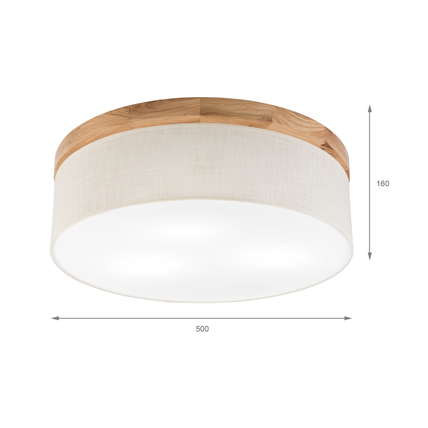 Brilagi - LED Плафон BELLADONNA 3xE27/15W/230V Ø 50 см кремав/дъб