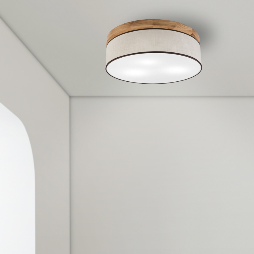 Brilagi - LED Плафон BELLADONNA 3xE27/15W/230V Ø 50 см кремав/дъб