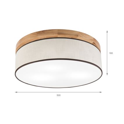 Brilagi - LED Плафон BELLADONNA 3xE27/15W/230V Ø 50 см кремав/дъб