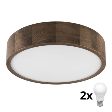 Brilagi - LED Плафон CARVALHO 2xE27/60W/230V дъб Ø 37 см