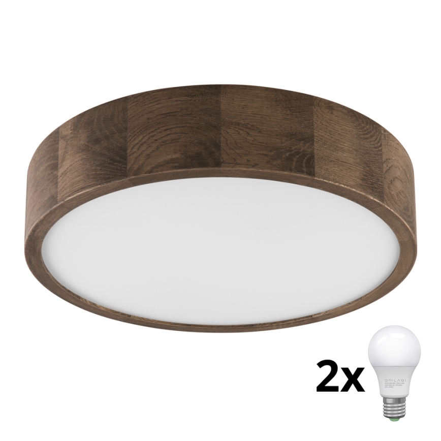 Brilagi - LED Плафон CARVALHO 2xE27/60W/230V дъб Ø 37 см