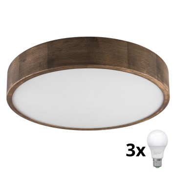 Brilagi - LED Плафон CARVALHO 3xE27/60W/230V дъб Ø 47 см
