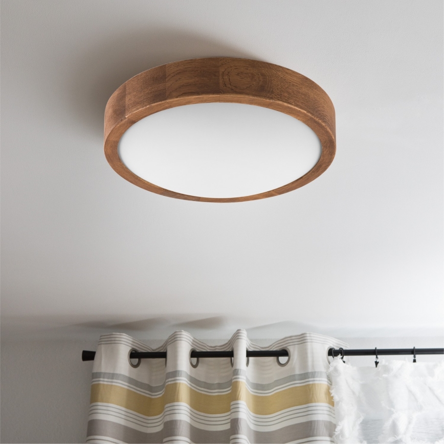 Brilagi - LED плафон CARVALHO SLIM 1xE27/15W/230V дъб/череша Ø 27 см