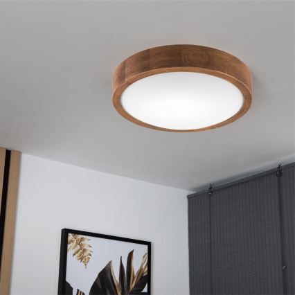 Brilagi - LED плафон CARVALHO SLIM 1xE27/15W/230V дъб/череша Ø 27 см
