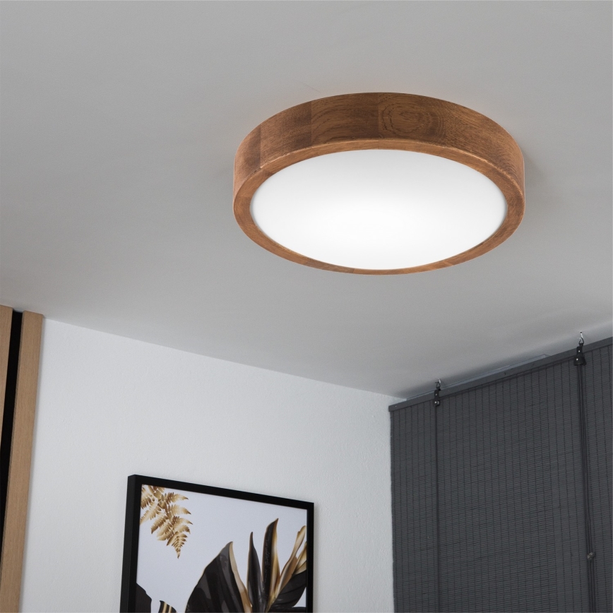 Brilagi - LED плафон CARVALHO SLIM 1xE27/15W/230V дъб/череша Ø 27 см