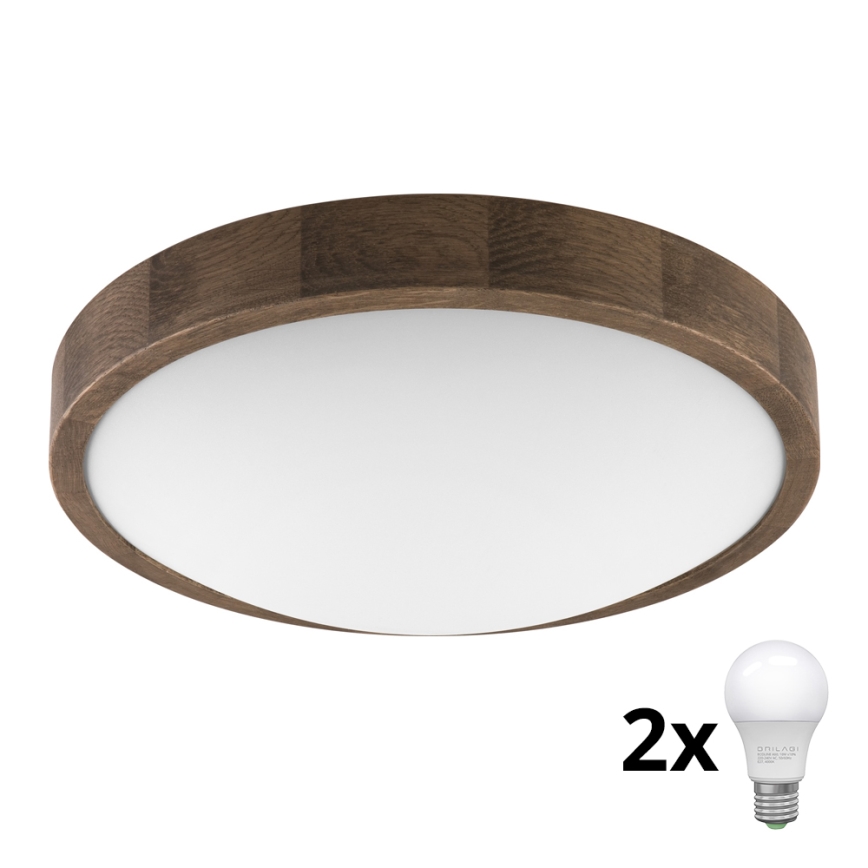 Brilagi - LED Плафон CARVALHO SLIM 2xE27/60W/230V дъб Ø 37 cm