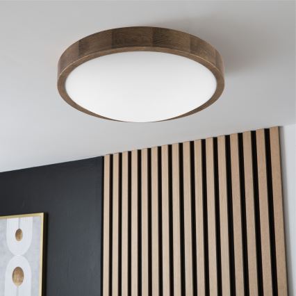Brilagi - LED Плафон CARVALHO SLIM 2xE27/60W/230V дъб Ø 37 cm