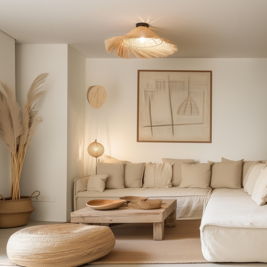 Brilagi - LED плафон CERIA BOHO 1xE27/40W/230V Ø 100 см ратан