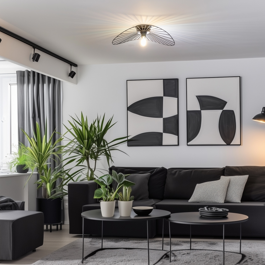 Brilagi - LED плафон CERIA WIRE 1xE27/40W/230V 40x56 cm черен