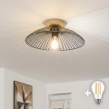 BRILAGI - LED плафон CERIA WIRE 1xE27/40W/230V, диаметър 26 cm, черно/дъб