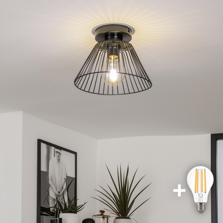Brilagi - LED плафон CERIA WIRE 1xE27/40W/230V, диаметър 30 см, черен