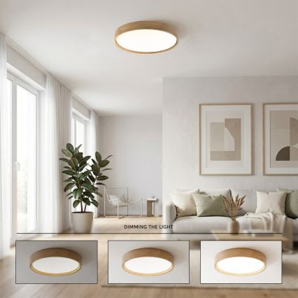 Brilagi - LED димируема таванна лампа MANAROLA SMART LED/36W/230V 3000-6000K Wi-Fi Tuya Beacon пр. 51 см дъб + дистанционно управление