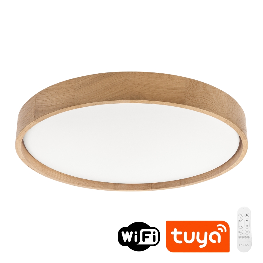 Brilagi - LED димируема таванна лампа MANAROLA SMART LED/36W/230V 3000-6000K Wi-Fi Tuya Beacon пр. 51 см дъб + дистанционно управление