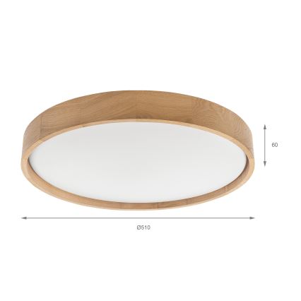 Brilagi - LED димируема таванна лампа MANAROLA SMART LED/36W/230V 3000-6000K Wi-Fi Tuya Beacon пр. 51 см дъб + дистанционно управление