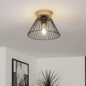 Brilagi - LED плафон-полилей CERIA WIRE 1xE27/40W/230V, Ø 21 см, черен/дъб