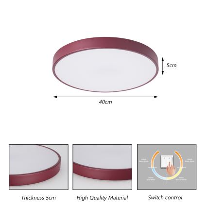 Brilagi - LED таванно осветително тяло POOL LED/48W/230V 3000/4000/6000K Ø 40 см бордо