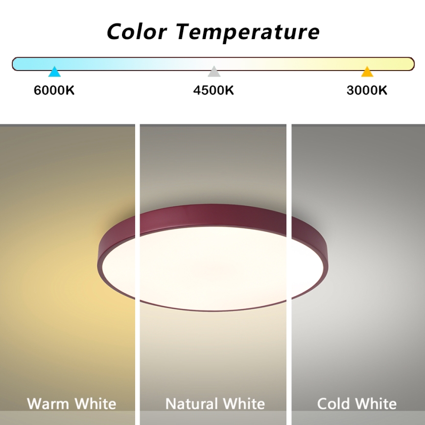 Brilagi - димируемо таванно LED осветително тяло POOL LED/36W/230V 3000-6000K диаметър 30 см бордо + дистанционно управление