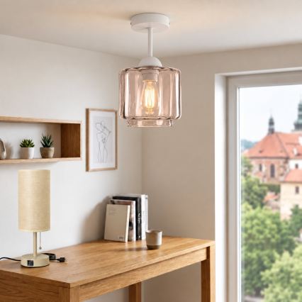 BRILAGI - LED прикрепен полилей RETRO GLASS 1xE27/60W/230V Ø 15 см бял/димчато бежов