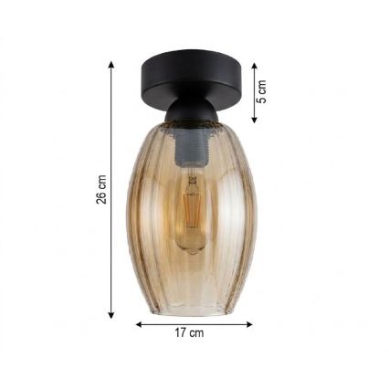 BRILAGI - LED таванно осветително тяло RETRO GLASS 1xE27/60W/230V Ø 17 см черен/димно бежов