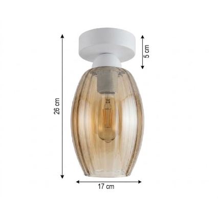 BRILAGI - LED плафон RETRO GLASS 1xE27/60W/230V Ø 17 cm бял/димчато бежов