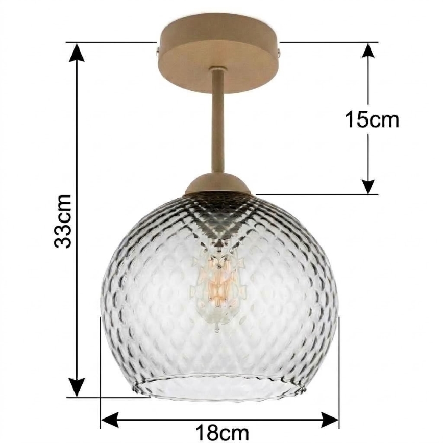 BRILAGI - LED плафонен полилей RETRO GLASS 1xE27/60W/230V Ø 18 см бежов/димносив