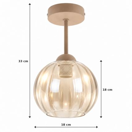 BRILAGI - LED Полилей за повърхностен монтаж RETRO GLASS 1xE27/60W/230V Ø 18 см бежов/опушено бежово