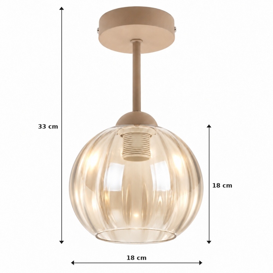 BRILAGI - LED Полилей за повърхностен монтаж RETRO GLASS 1xE27/60W/230V Ø 18 см бежов/опушено бежово