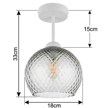 BRILAGI - LED плафон RETRO GLASS 1xE27/60W/230V Ø 18 cm бял/димно сив