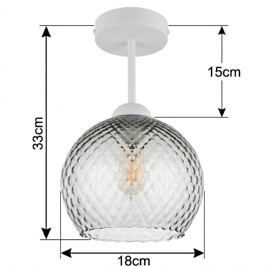 BRILAGI - LED плафон RETRO GLASS 1xE27/60W/230V Ø 18 cm бял/димно сив