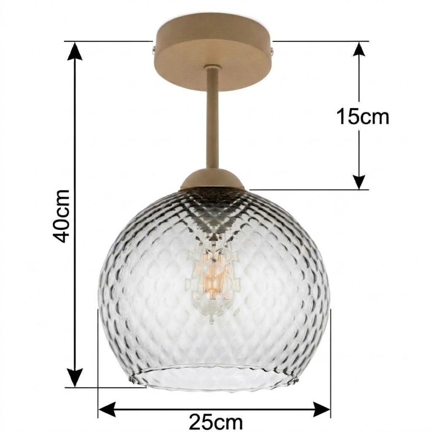 BRILAGI - LED прикрепен полилей RETRO GLASS 1xE27/60W/230V Ø 25 cm бежов/опушено сиво