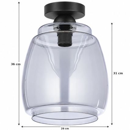 BRILAGI - LED таванно осветително тяло RETRO GLASS 1xE27/60W/230V Ø 26 см черно/опушено сиво