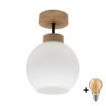 BRILAGI - LED плафон RETRO GLASS 1xE27/60W/230V Ø 15 см дъб/бял