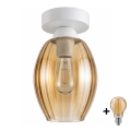 BRILAGI - LED плафон RETRO GLASS 1xE27/60W/230V Ø 17 cm бял/димчато бежов