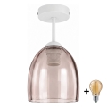 BRILAGI - LED плафон RETRO GLASS 1xE27/60W/230V Ø 17 см бял/опушен бежов