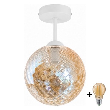 BRILAGI - LED плафон RETRO GLASS 1xE27/60W/230V Ø 17 см бял/опушено-бежов