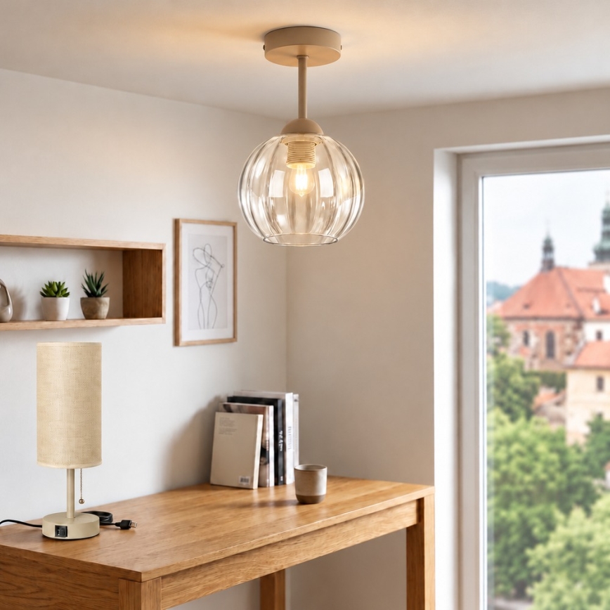 BRILAGI - LED плафон RETRO GLASS 1xE27/60W/230V Ø 18 см бежов/прозрачен
