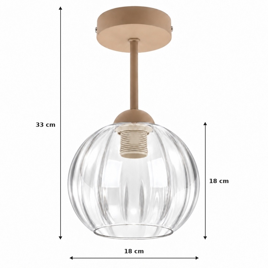 BRILAGI - LED плафон RETRO GLASS 1xE27/60W/230V Ø 18 см бежов/прозрачен
